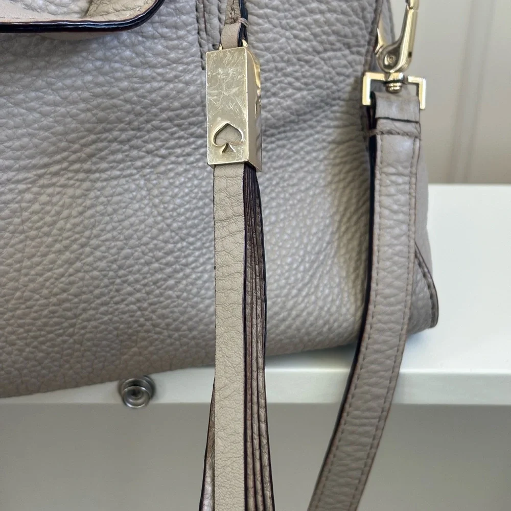 Kate Spade Grey Street Pebbled Taupe Leather Satchel Tassel WKRU3169 Handbag